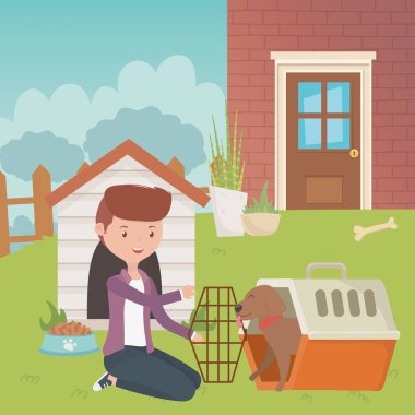 Köpek karikatür tasarımı ile çocuk