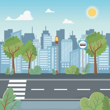 yürüyüş yolu ile Cityscape sahne