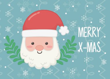 santa face branch celebration merry christmas poster