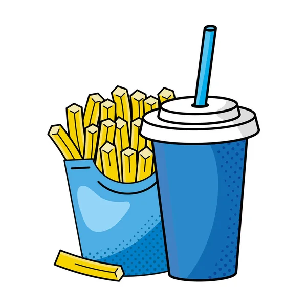 Pommes mit Soda-Vektorillustration — Stockvektor