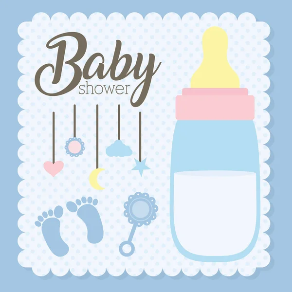 婴儿奶瓶牛奶和配件图标 — 图库矢量图片