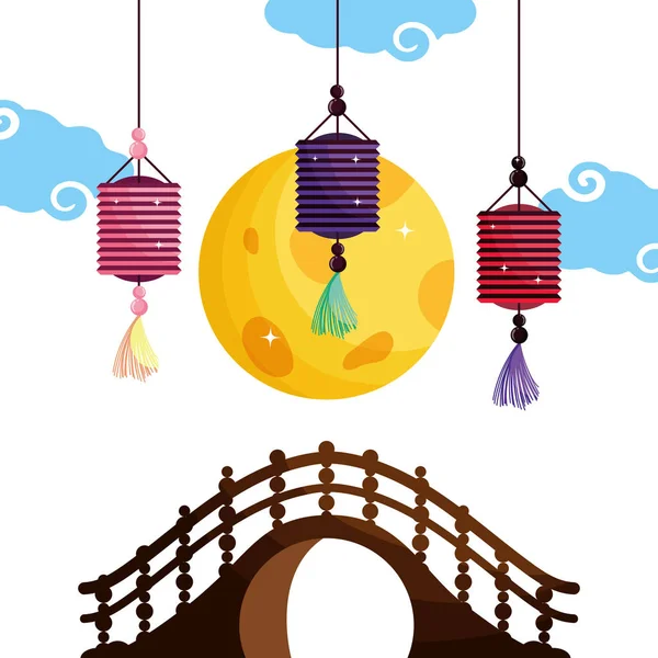 Illustration vectorielle de conception vectorielle de lanternes de Chine — Image vectorielle