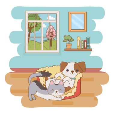Kedi ve köpek karikatür tasarım vector Illustrator