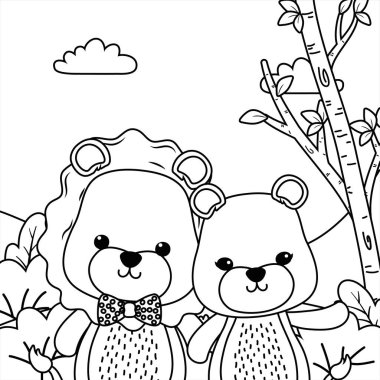 Dişi aslan ve aslan tasarım çift