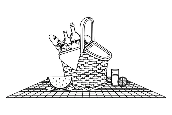 Ilustrowany koszyk na białym tle piknik projekt wektor — Wektor stockowy