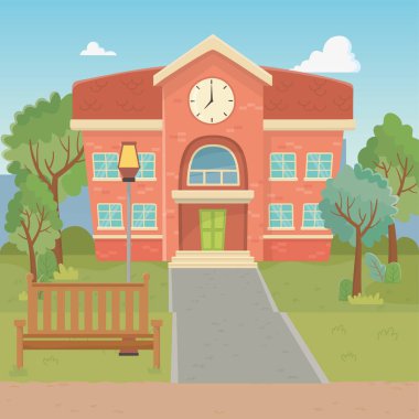 Okul binası tasarım vektör illüstrasyon