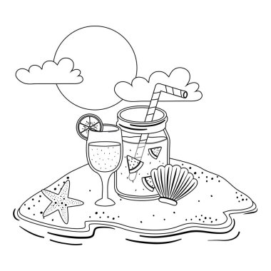 İzole edilmiş karpuz ve portakal suyu tasarımı