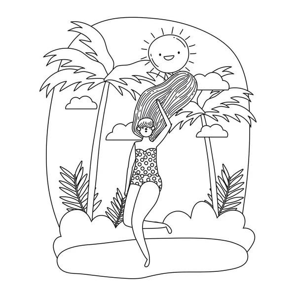Girl with summer swimwear design — Stock Vector