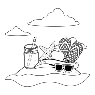 Yaz ve tatil simgesi set tasarım