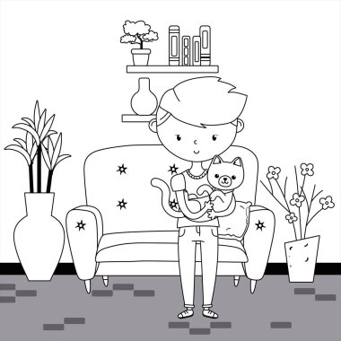 Kedi karikatür tasarımı ile çocuk