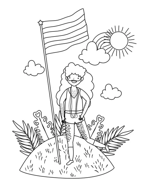 L'uomo che sostiene lgtbi marcia disegno vettore illustrazione — Vettoriale Stock