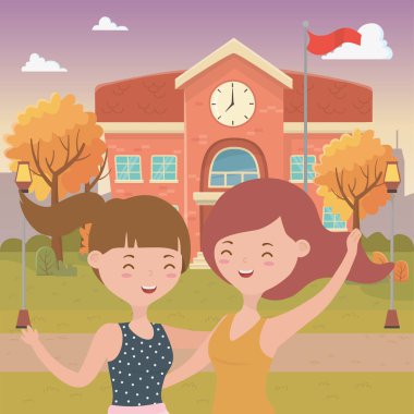 Genç kız karikatür tasarım vektör çizme