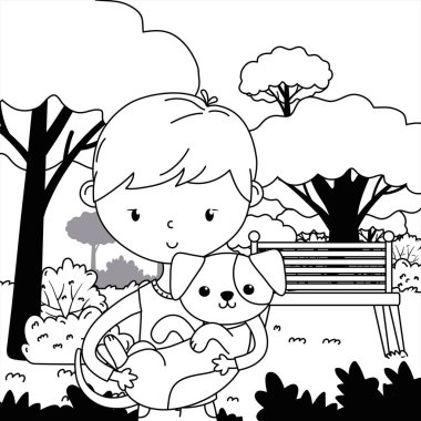 Köpek karikatür tasarımı ile çocuk