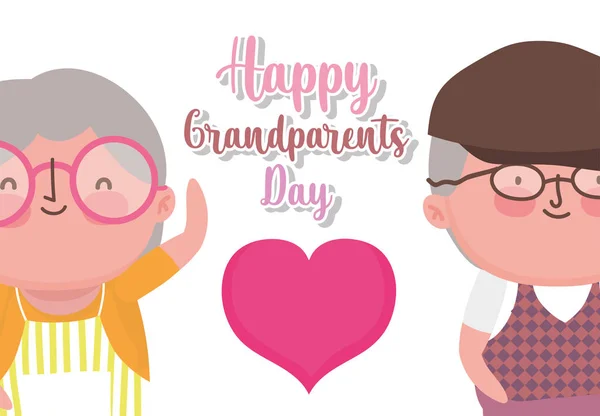 Heureux grands-parents dessin animé de jour — Image vectorielle