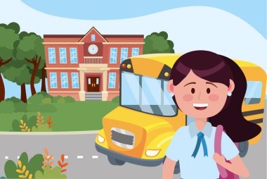 Kız çocuk ve otobüs okulu tasarımı