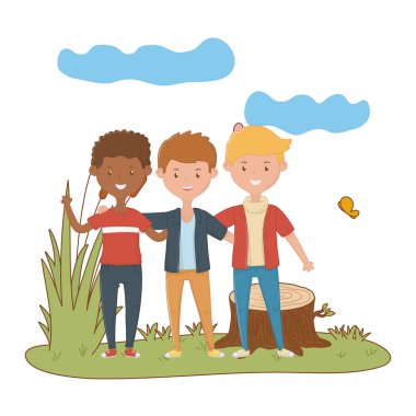 Genç arkadaşlar tasarım vektör illüstrasyon