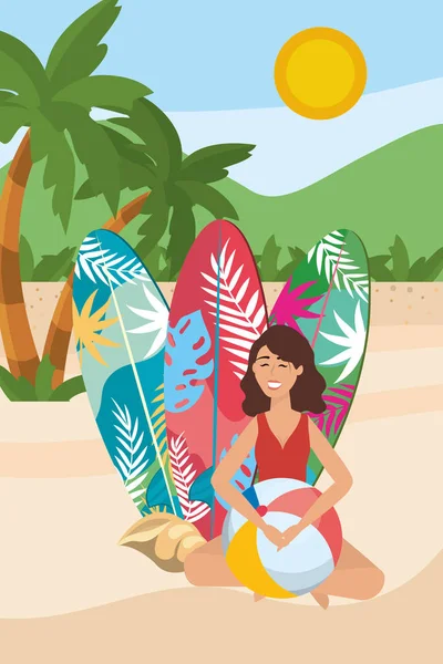 Girl with swim wear design — Stock Vector