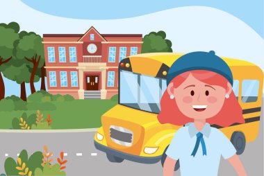 Kız çocuk ve otobüs okulu tasarımı