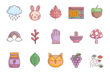 Merhaba sonbahar tasarım simgeleri koleksiyonu