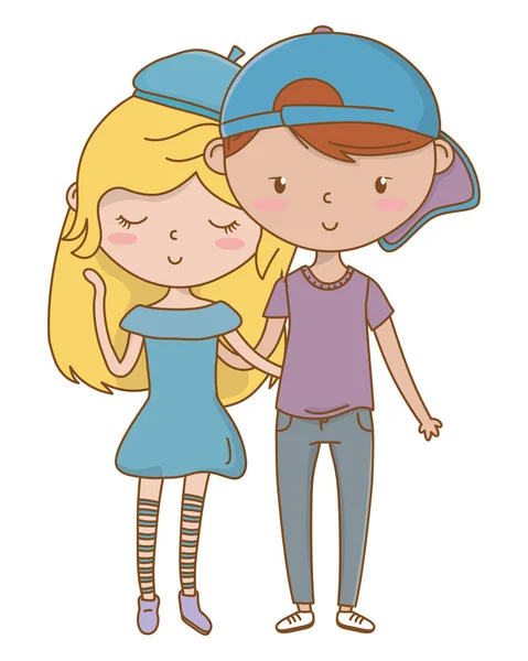 Adolescente niño y niña diseño de dibujos animados — Vector de stock