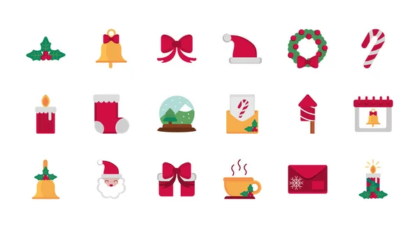 Celebration decoration happy christmas icons collection — Stockvektor