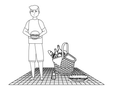 Erkek karikatür piknik tasarımı