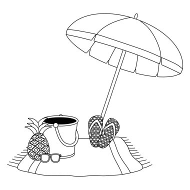 Yaz ve tatil simgesi set tasarım