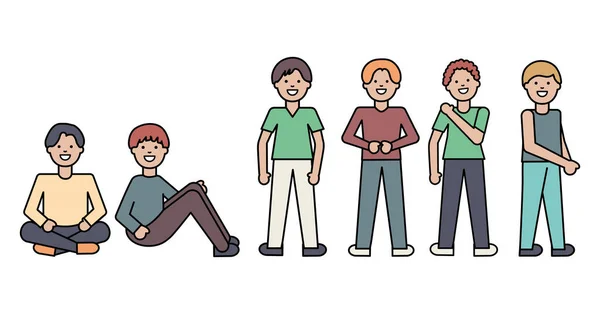 Groupe d'hommes avatars personnages — Image vectorielle