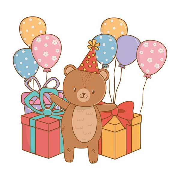 Animal cartoon with Happy Birthday icon design — Stock Vector