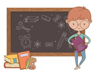 Genç çocuk karikatür tasarım vector Illustrator