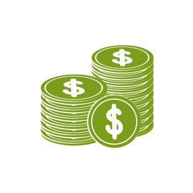 İzole edilmiş madeni paralar ikon yeşil siluet tasarımı