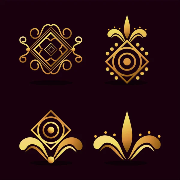 Black background art deco frames — Stock Vector