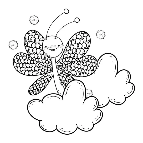 孤立的蝴蝶绘制卡通设计 — 图库矢量图片