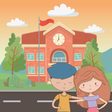 Genç çocuk ve kız karikatür tasarım