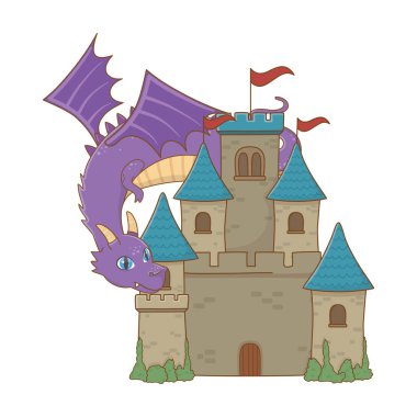 İzole ejderha karikatür tasarım vektör