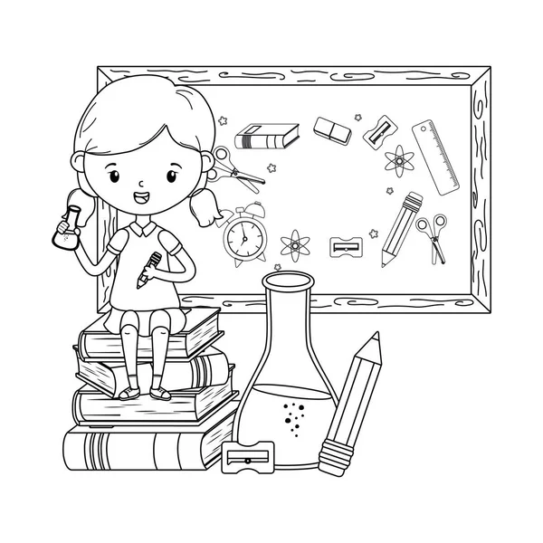 Meisje kind van school en schoolbord ontwerp — Stockvector