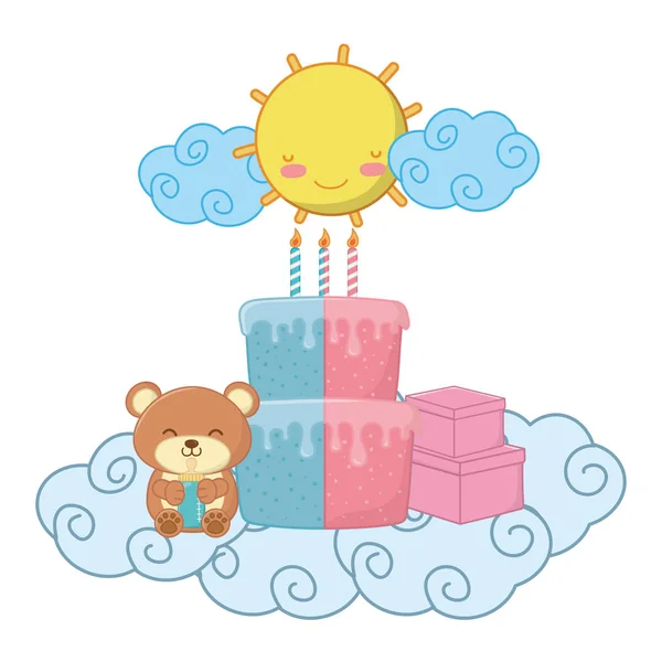 Ilustración vectorial de los elementos de fiesta del cumpleaños del bebé — Vector de stock