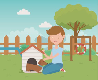 Köpek karikatür tasarımı ile çocuk