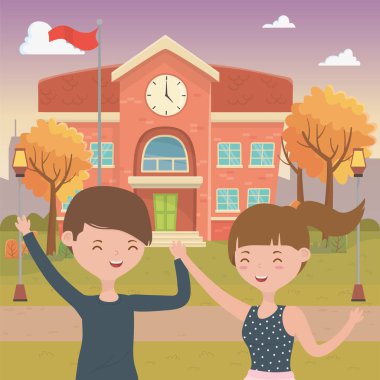 Genç çocuk ve kız karikatür tasarım