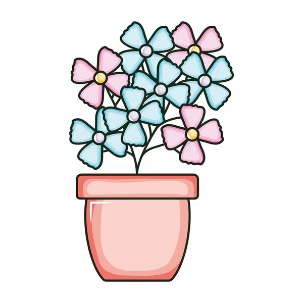 Belo jardim de flores em vaso cerâmico — Vetor de Stock