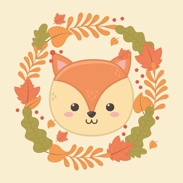 Cute animal autumn season flat design — Stock Vector