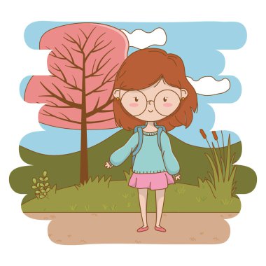 Genç kız karikatür tasarım vector Illustrator