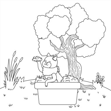 Kedi karikatür alarak duş tasarım