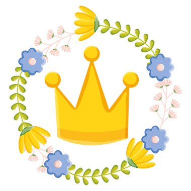 Çiçekli çelenkli taç kraliçesi populer sanat tarzı