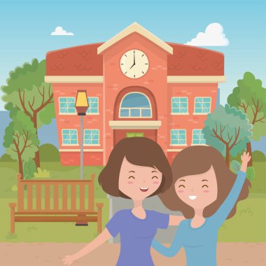 Genç kız karikatür tasarım vektör çizme