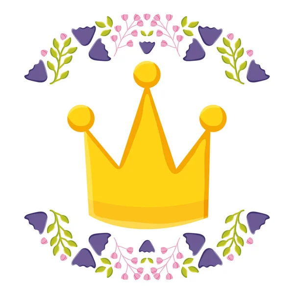 Crown queen with floral wreath pop art style — Vettoriale Stock