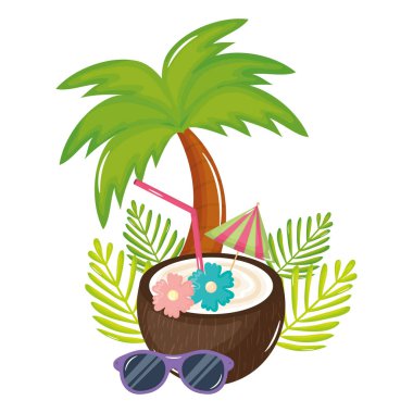 Tropikal Hindistan cevizi kokteyl simge yaz