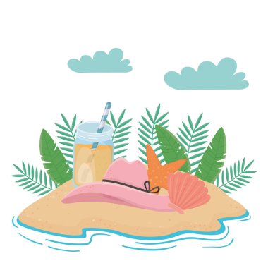 Yaz ve tatil simgesi set tasarım