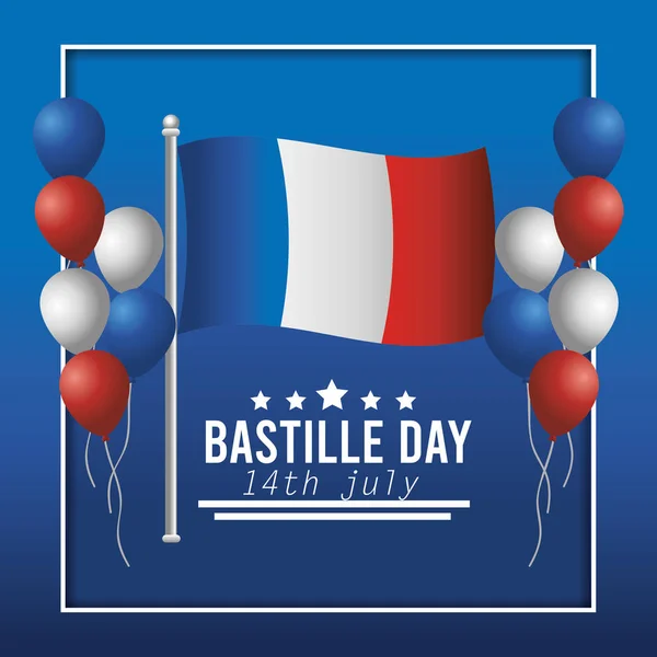 France flag and balloons with stars decoration — ストックベクタ