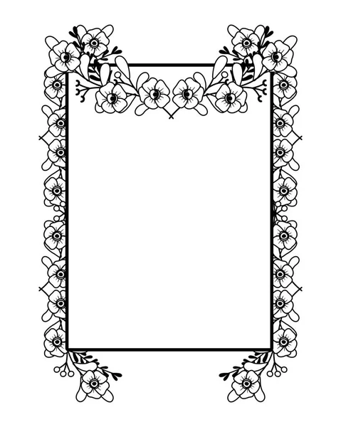 Flowers and leaves frame design — Διανυσματικό Αρχείο